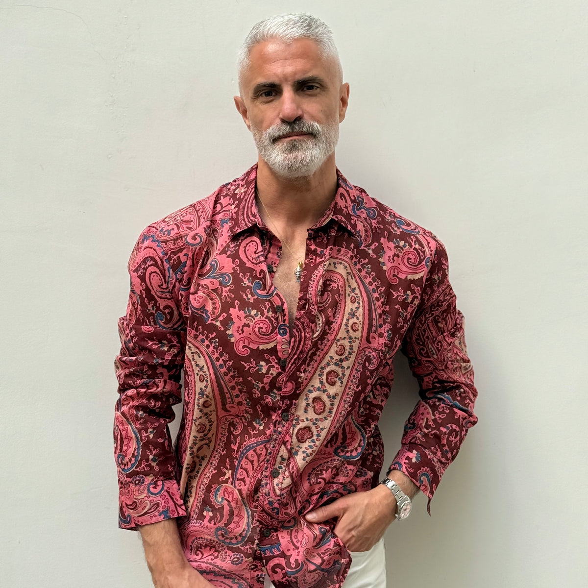 Camisa Paisley Burdeos