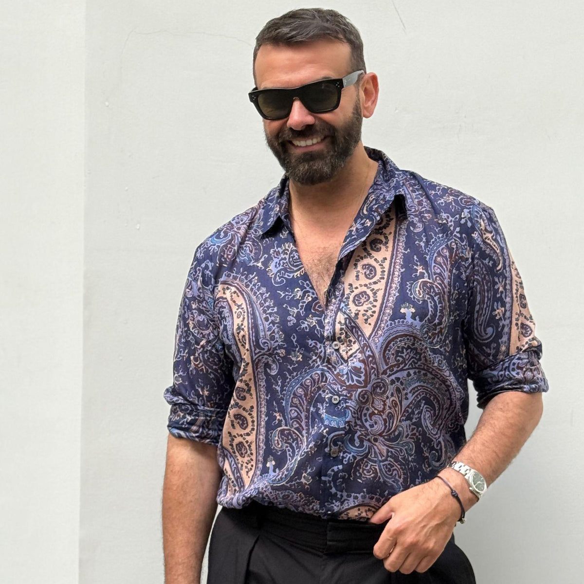 Camisa Paisley Azul