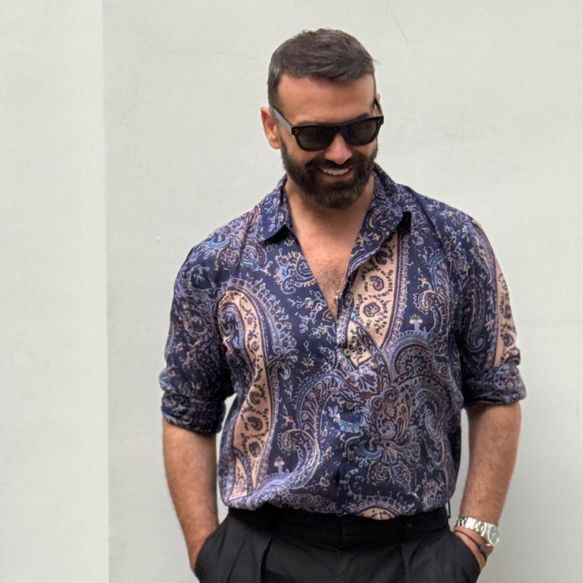 Camisa Paisley Azul