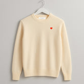 Cashmere Sweater Camel. Heart Embroidered