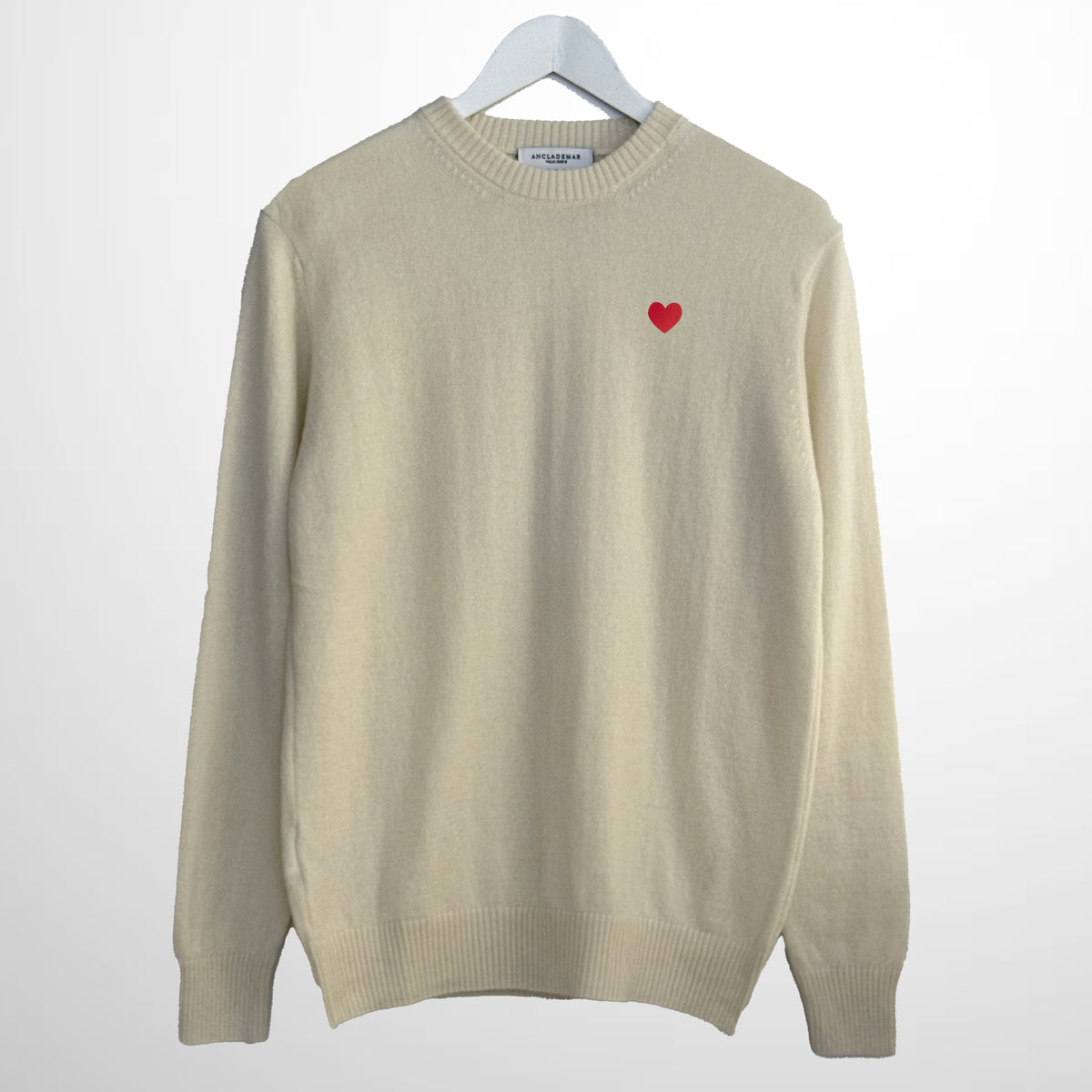 Jersey Cashmere Crudo Corazón Bordado