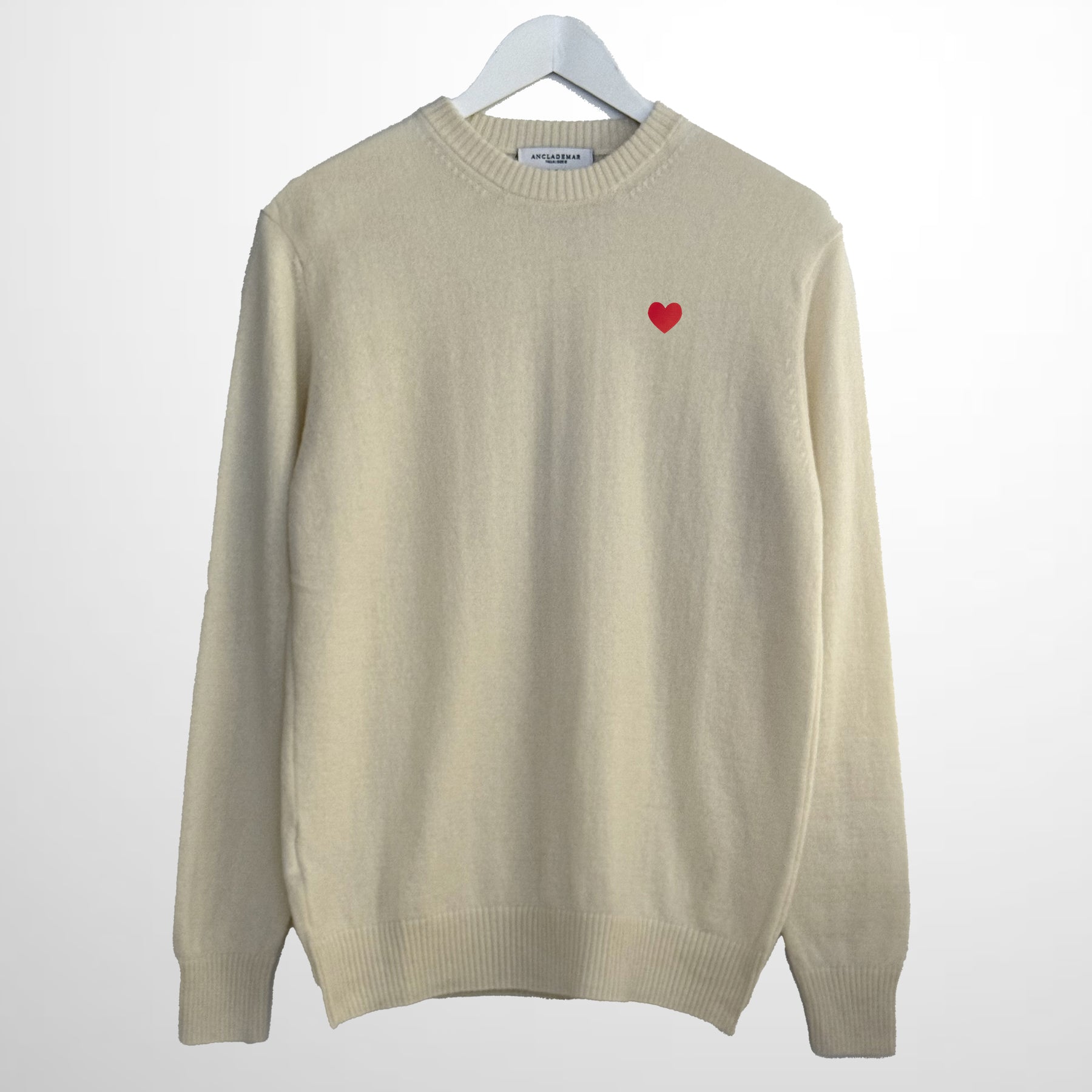 Jersey Cashmere Crudo Corazón Bordado