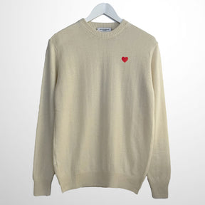 Jersey Cashmere Crudo Corazón Bordado