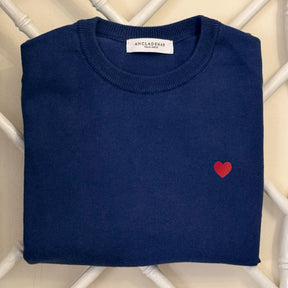 Jersey Algodón & Lana Navy. Corazón Bordado