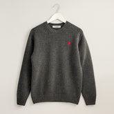 Merino Wool Seater Green. Heart Embroidered