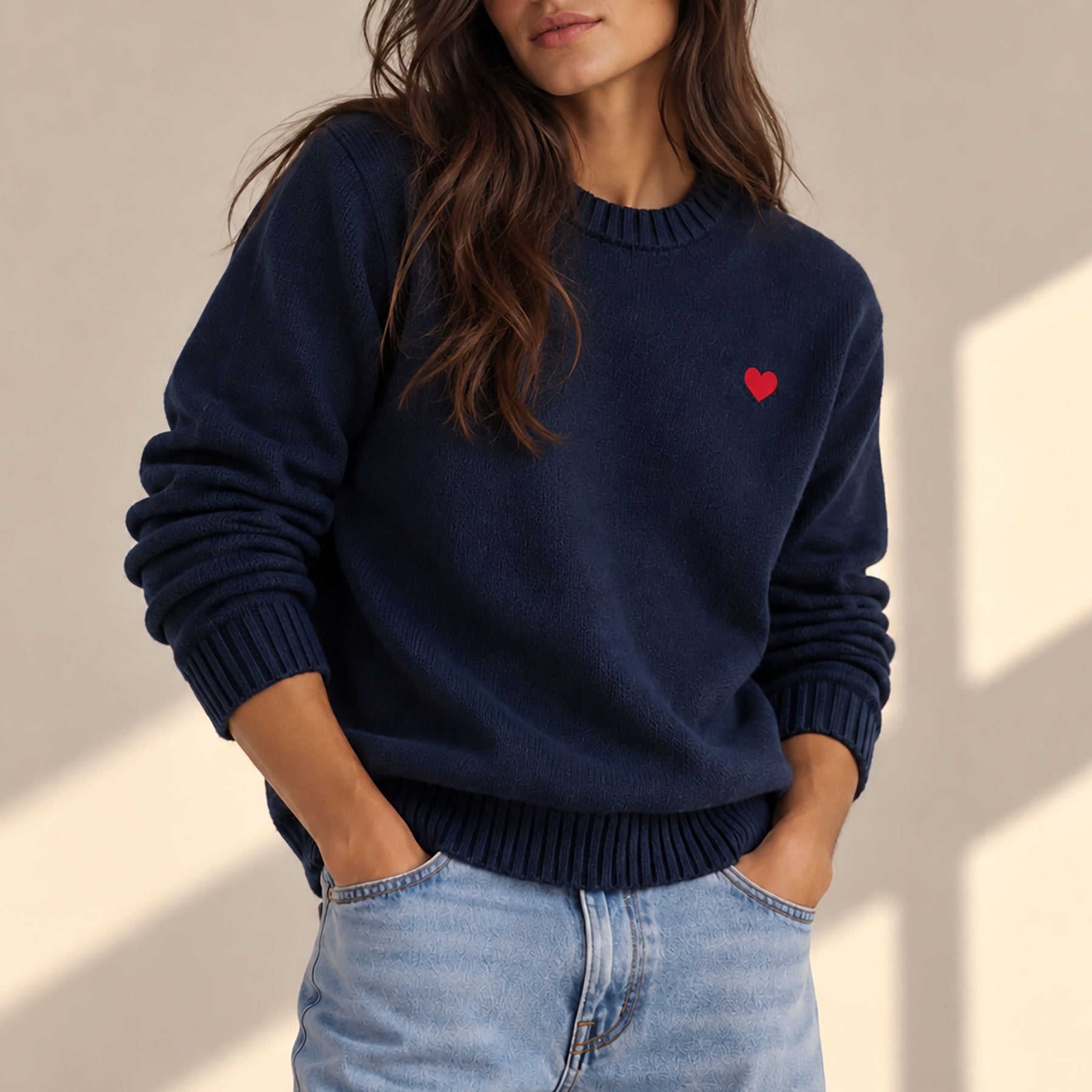 Jersey Unisex 100% Lana | Navy Corazón