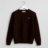 Merino Wool Seater Brown. Heart Embroidered