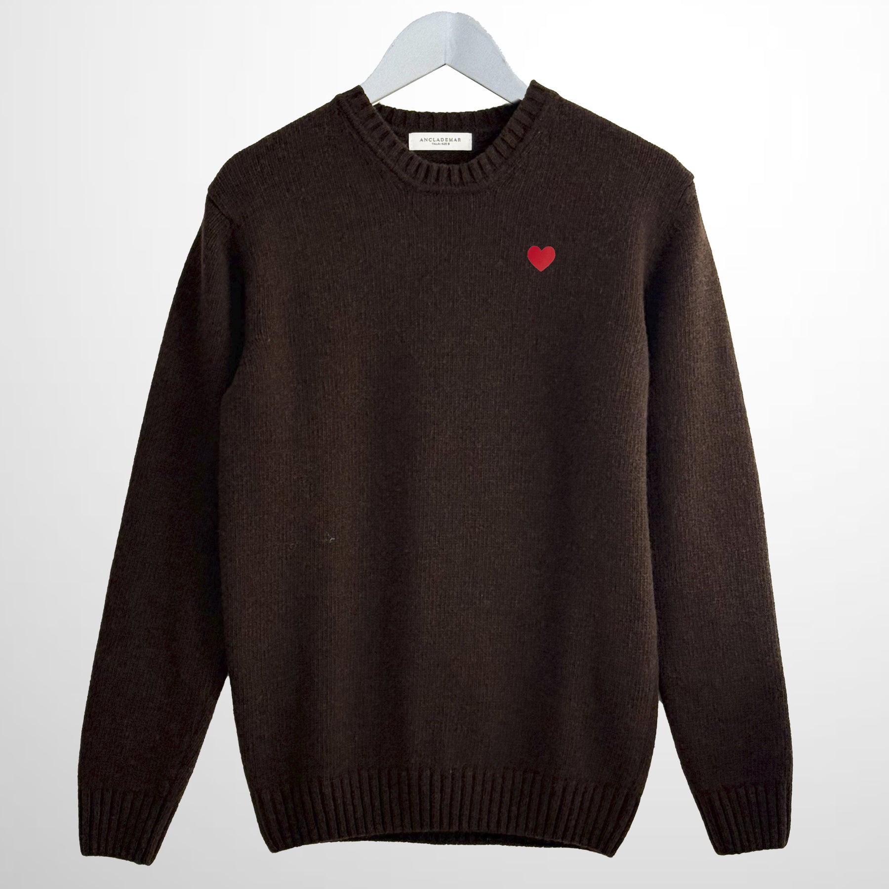 Jersey Lana Merino Marrón Corazón
