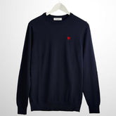 Jersey Algodón & Lana Navy. Corazón Bordado