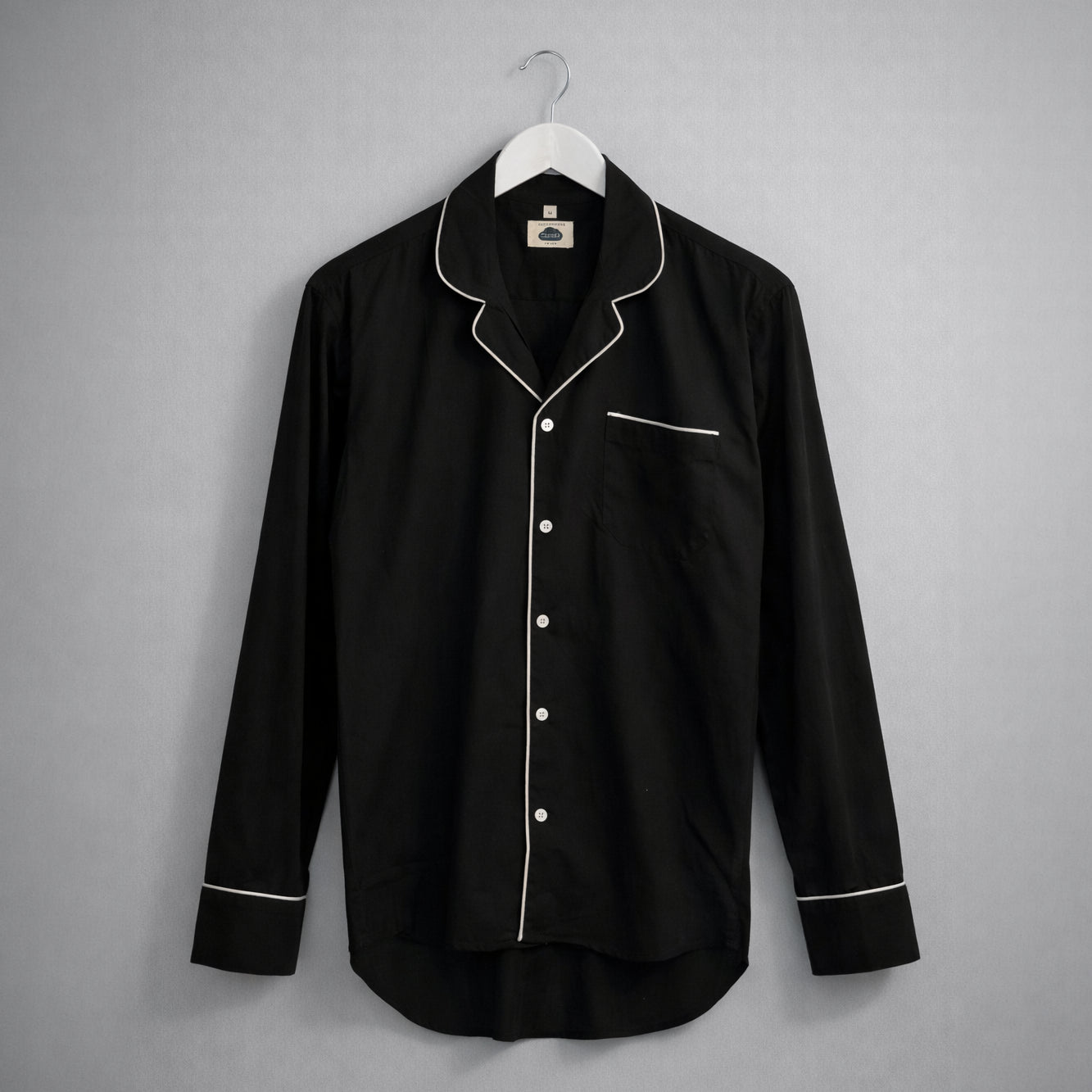 Camisa Pijama Manga Larga Negra