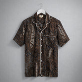 Camisa Pijama Paisley Gris Manga corta