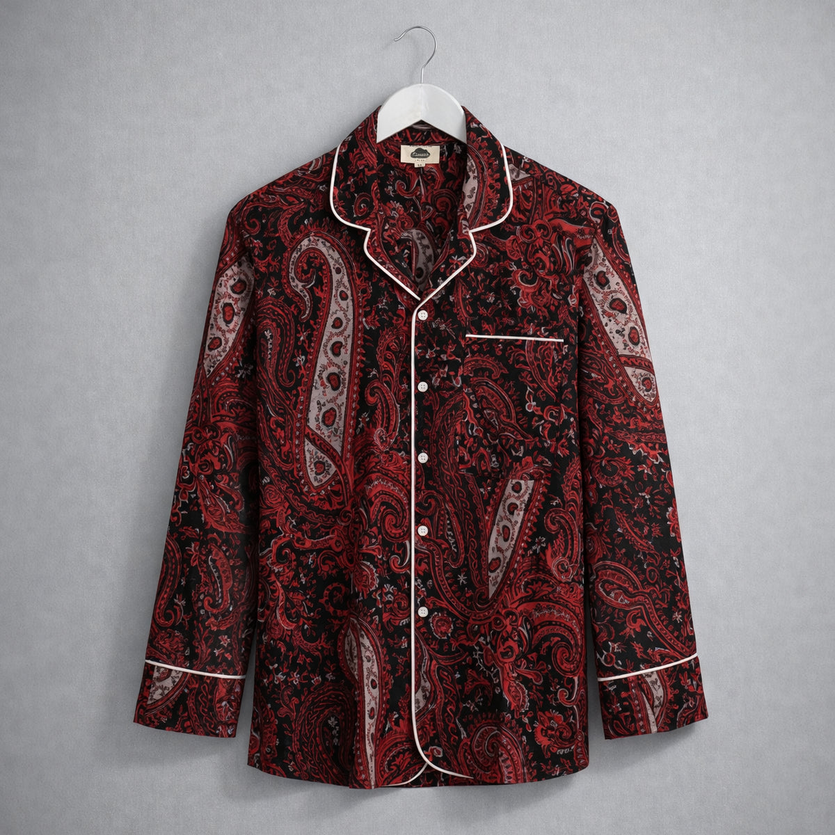 Camisa Pijama Paisley Rojo Manga Larga