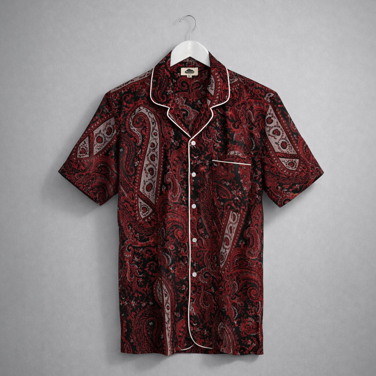 Camisa Pijama Paisley Rojo Manga corta