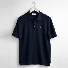 Polo Manga Corta Navy. Corazón Bordado