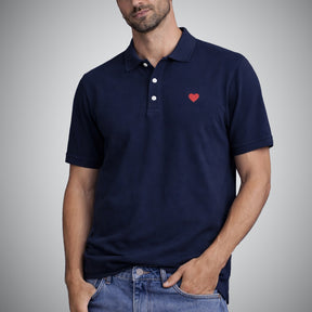 Polo Manga Corta Navy. Corazón Bordado