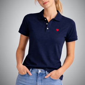Polo Manga Corta Navy. Corazón Bordado