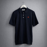 Polo Manga Corta Navy. Flor Bordada