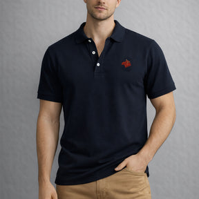 Polo Manga Corta Navy. Flor Bordada