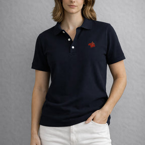 Polo Manga Corta Navy. Flor Bordada
