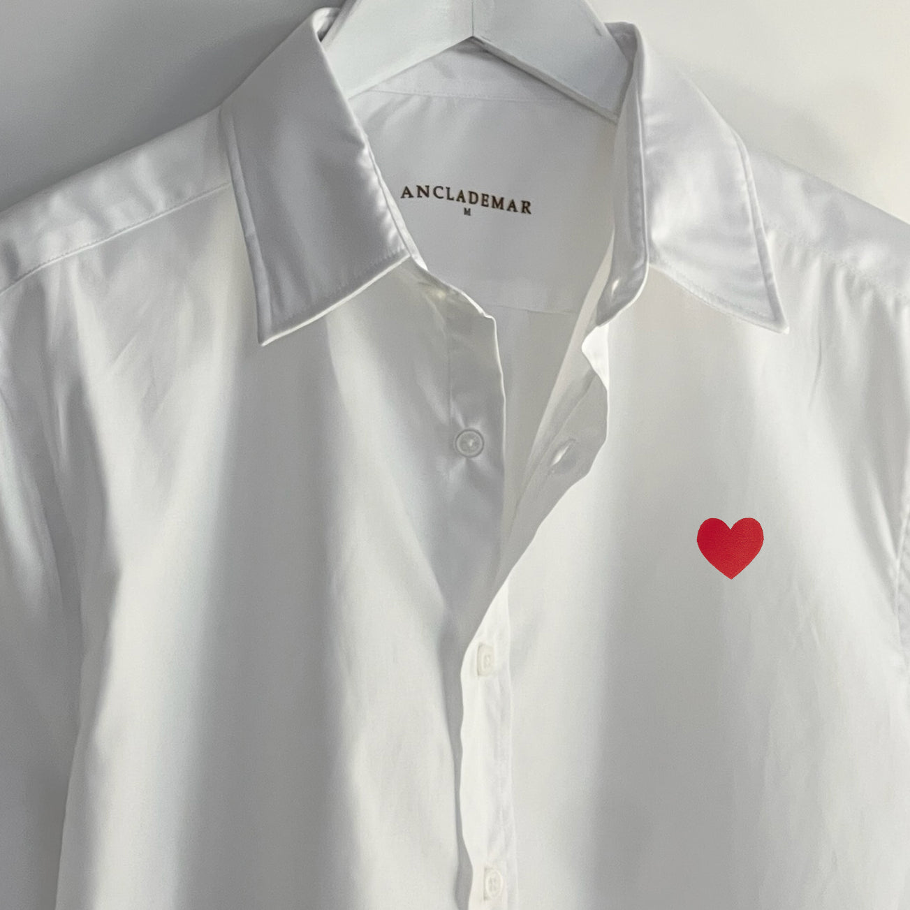 Camisa Popelín Blanca Corazón