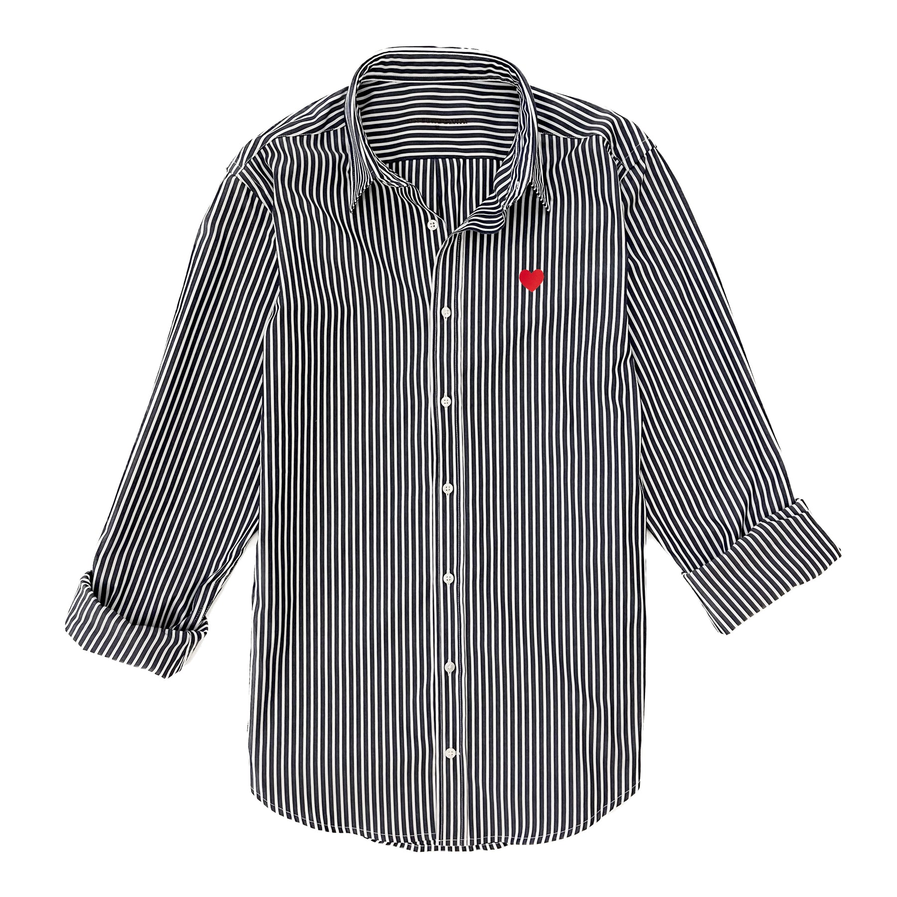 Heart Embroidered Blue Oxford Shirt