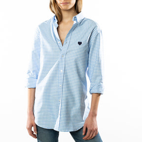 Vichy Oxford Shirt. Heart Embroidered