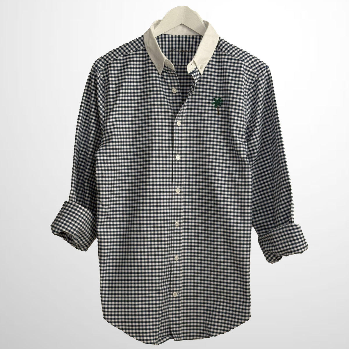 Vichy Oxford Shirt. Palm Tree Embroidered