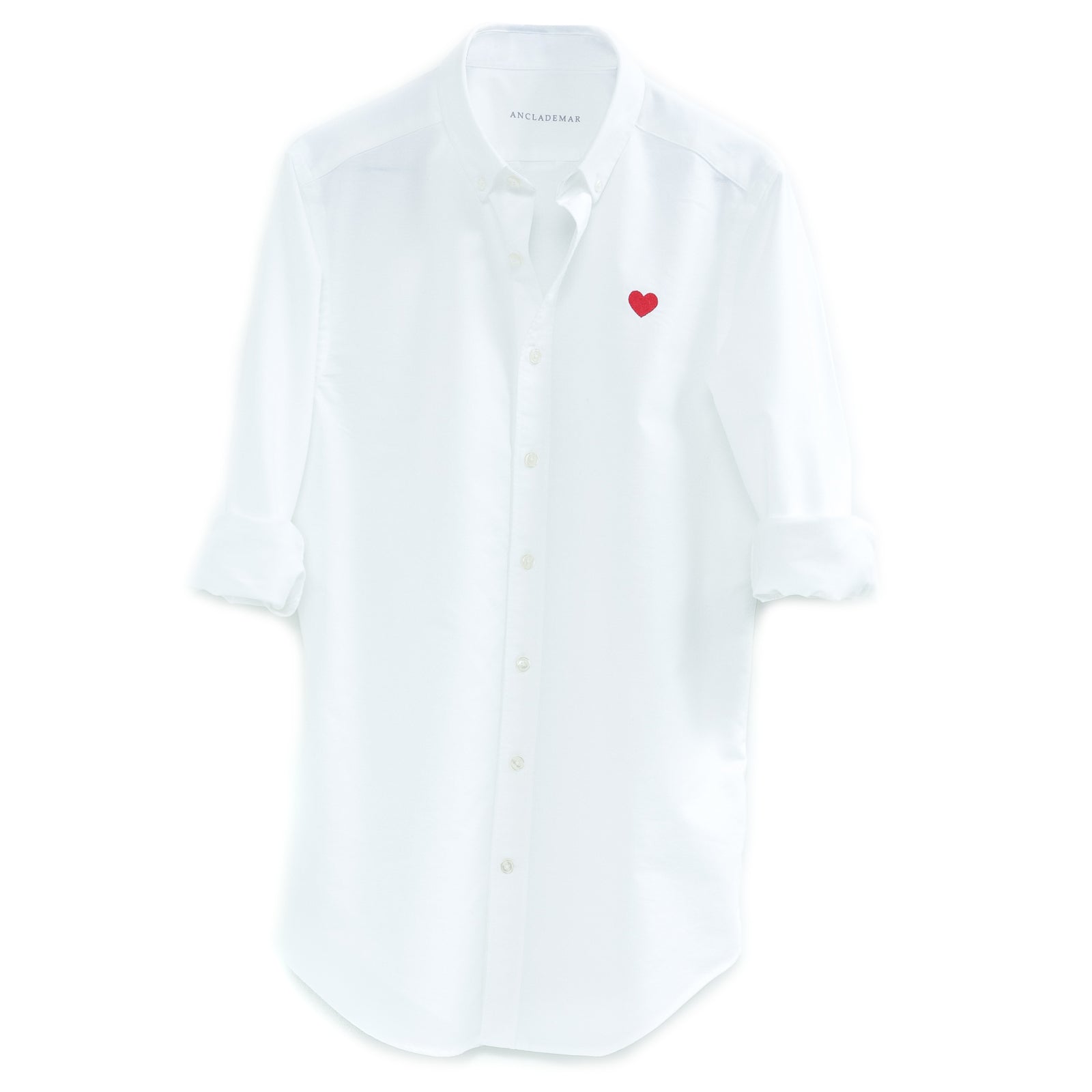 Heart Embroidered White Oxford Shirt