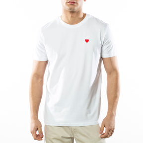 Heart Embroidered White T-Shirt