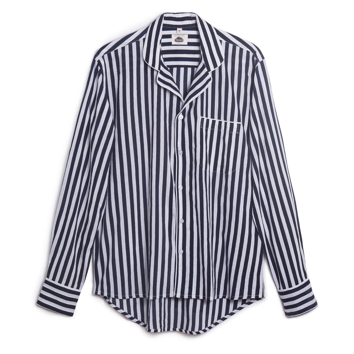Navy Striped Long Sleeve Pyjama Shirt