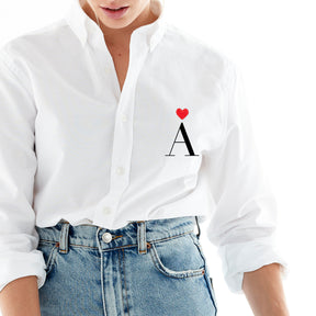 Camisa Oxford Blanca Corazón Personalizada con tu Inicial