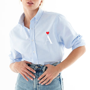 Heart Personalized Blue Oxford Shirt