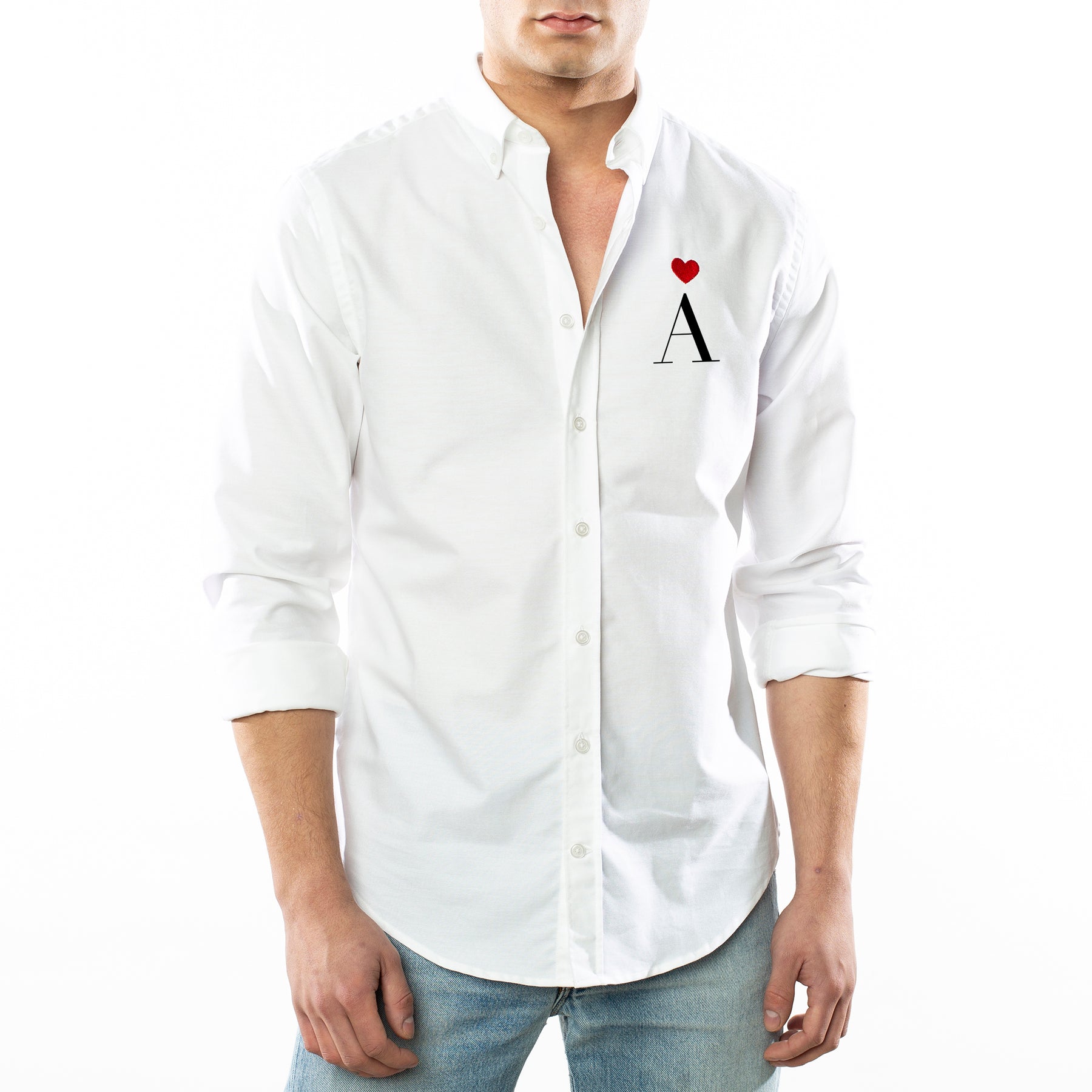 Heart Personalized White Oxford Shirt