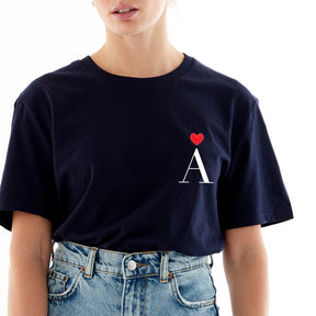 Camiseta Navy Corazón Personalizada con tu Inicial