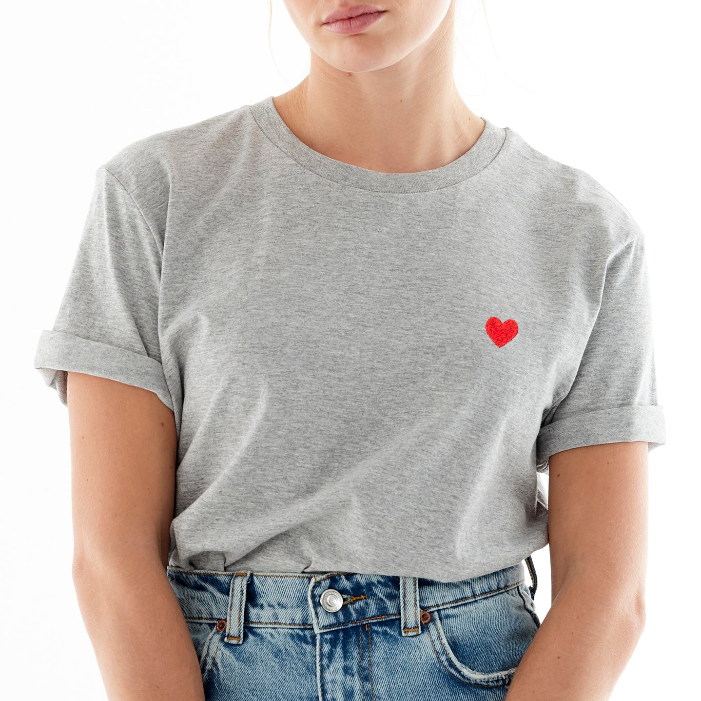 Heart Embroidered ANCLADEMAR T-Shirt. Set of 3