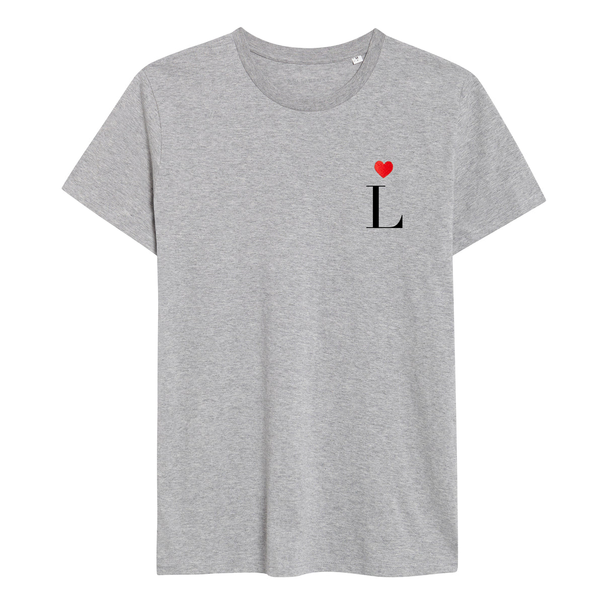Camiseta Gris Corazón Personalizada con tu Inicial