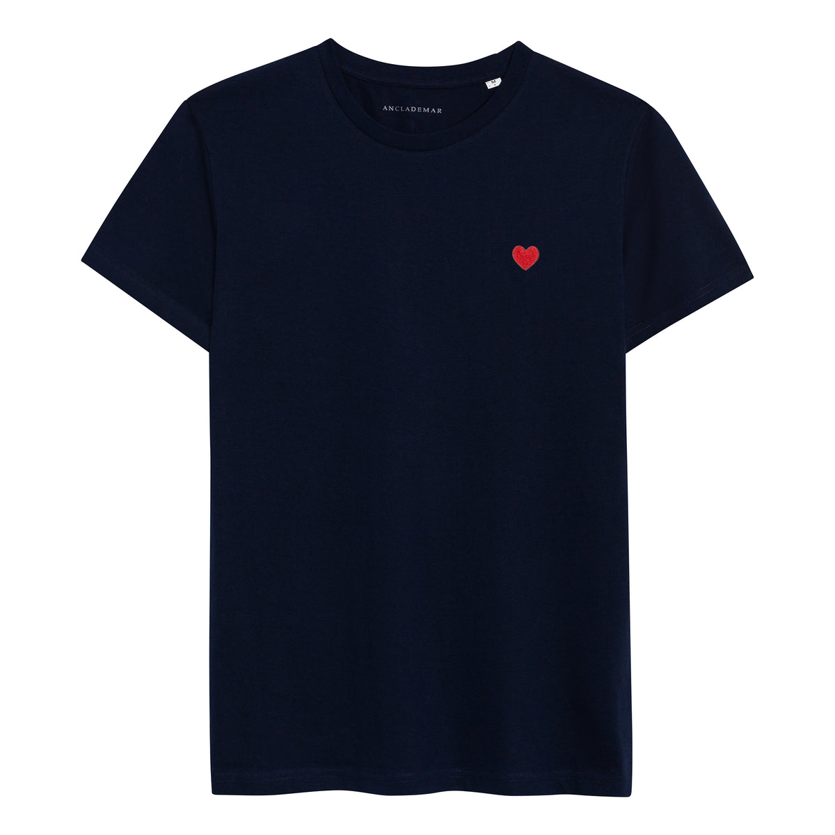 Heart Embroidered Navy T-Shirt