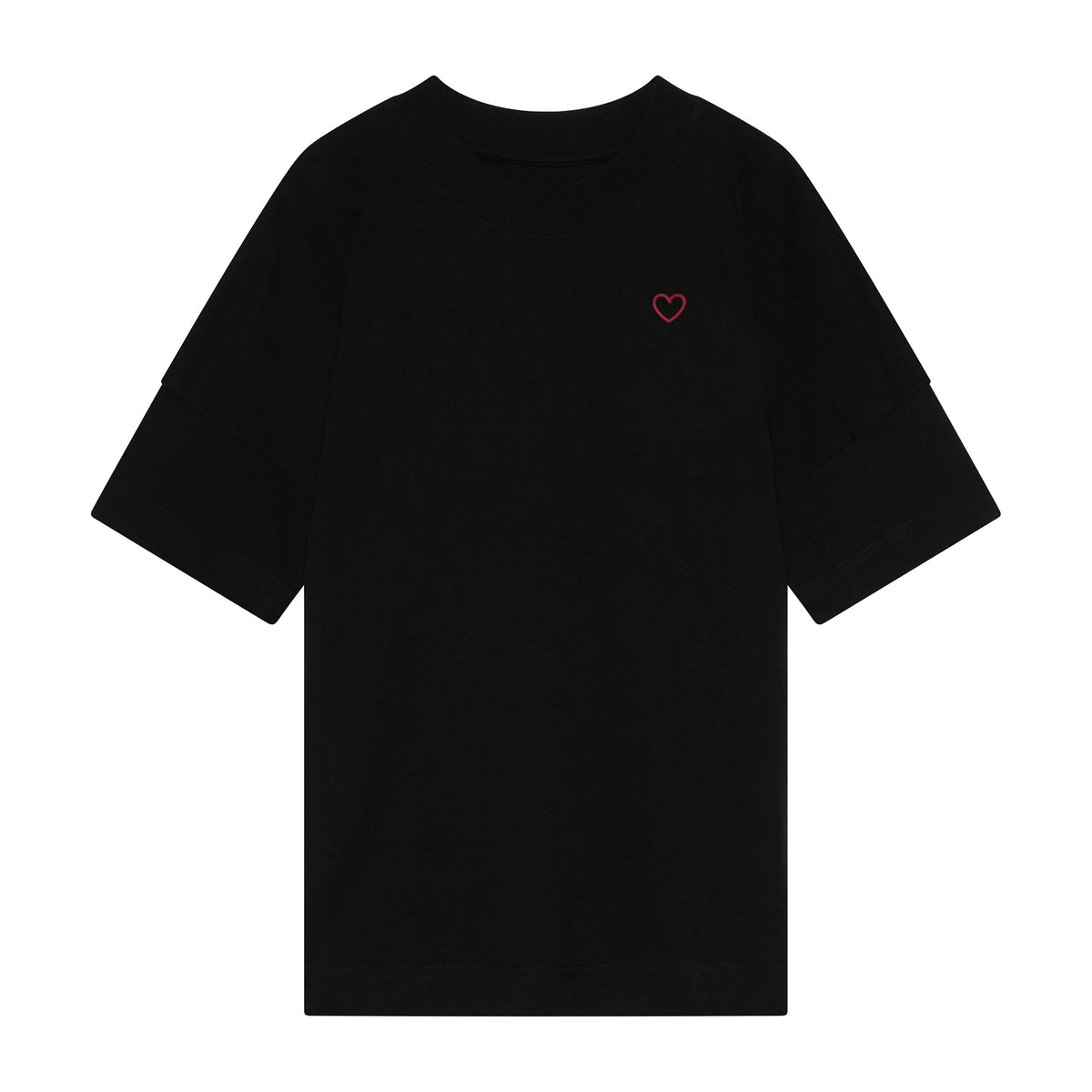 Oversized Black T-Shirt. Silhouetted Heart