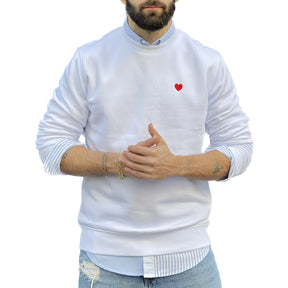 Heart Embroidered White Sweatshirt