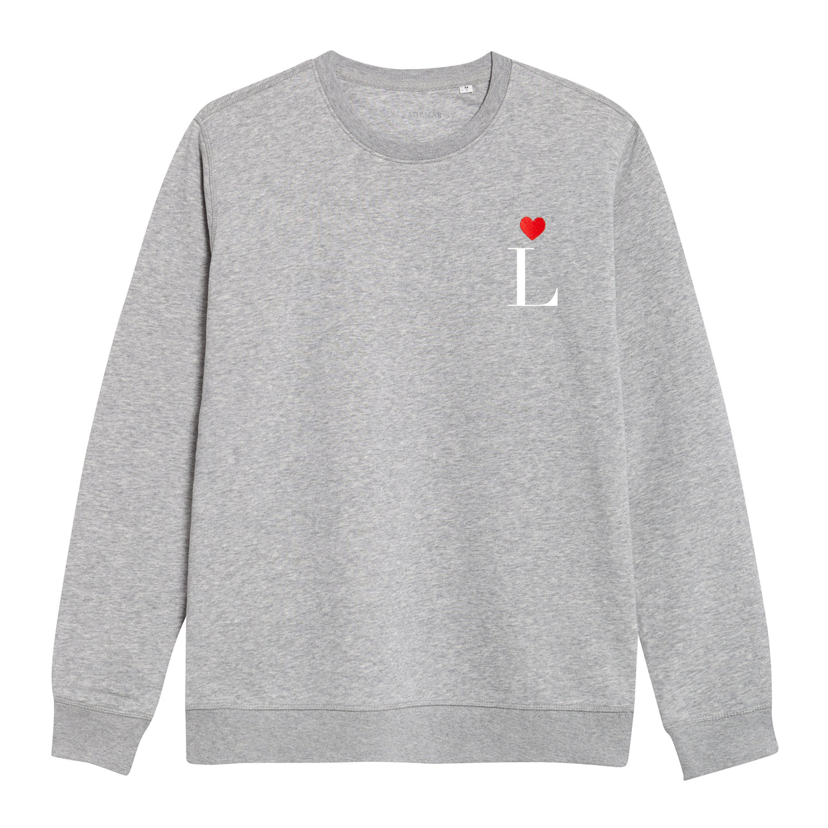 Personalized Heart Embroidered Grey Sweatshirt